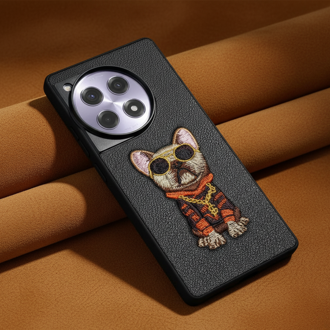 Black Leather Bulldog  OC Ornamented for Oneplus 12r — TechGuard