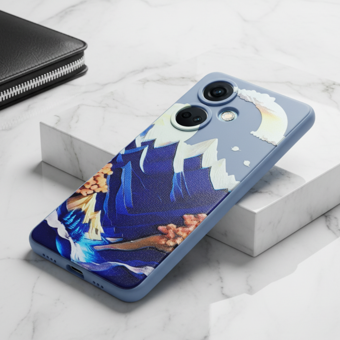 Blue Embossed Scenery Silicone case for Oneplus Nord Ce 3 — Goodsys