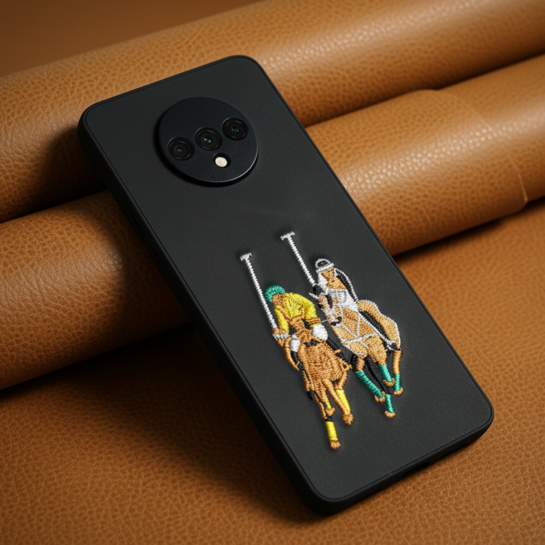 Black Leather CP Dual Horse Rider Ornamented for Oneplus 7T — TechGuard