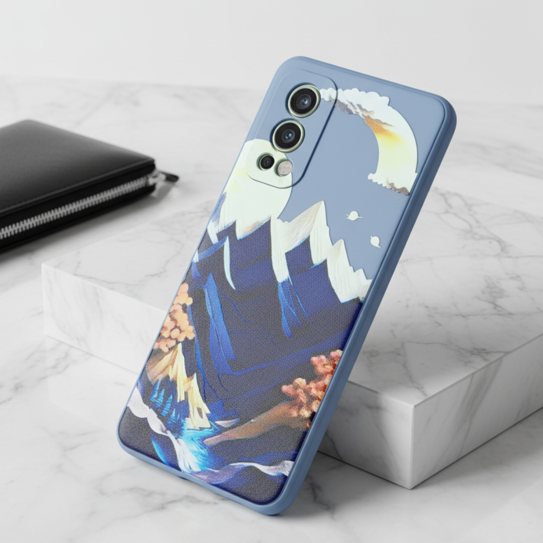 Blue Embossed Scenery Silicone case for Oneplus Nord 2 — Goodsys