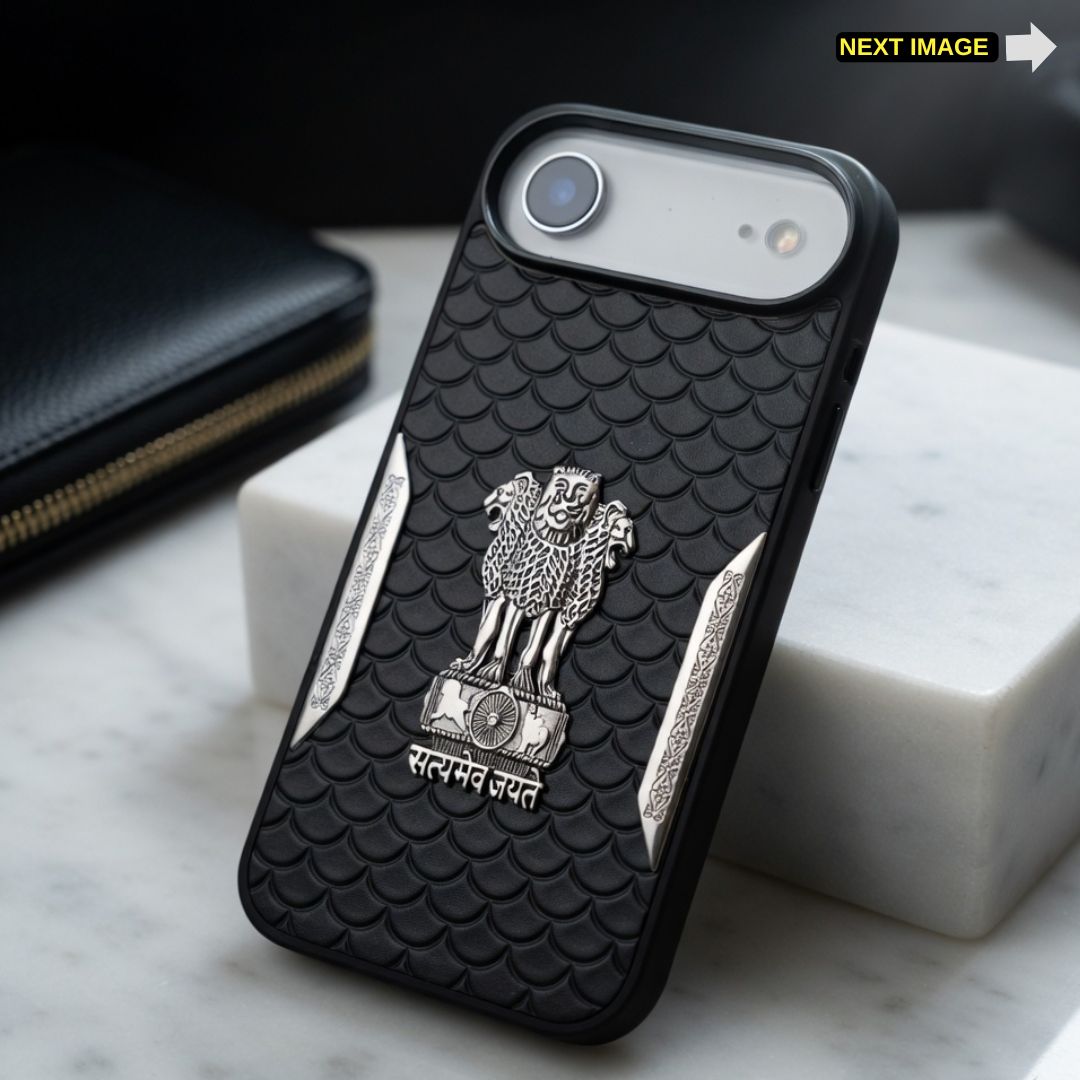 Black Satyameva Jayate embossed Leather Case for Apple iphone Air