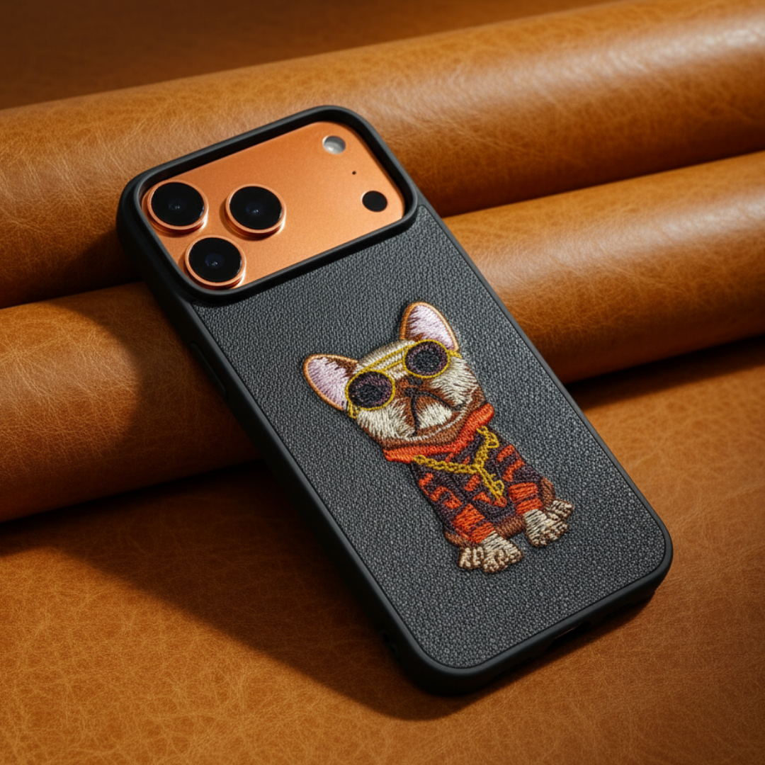 Black Leather Bulldog  OC Ornamented for Apple iphone 17 Pro Max — TechGuard