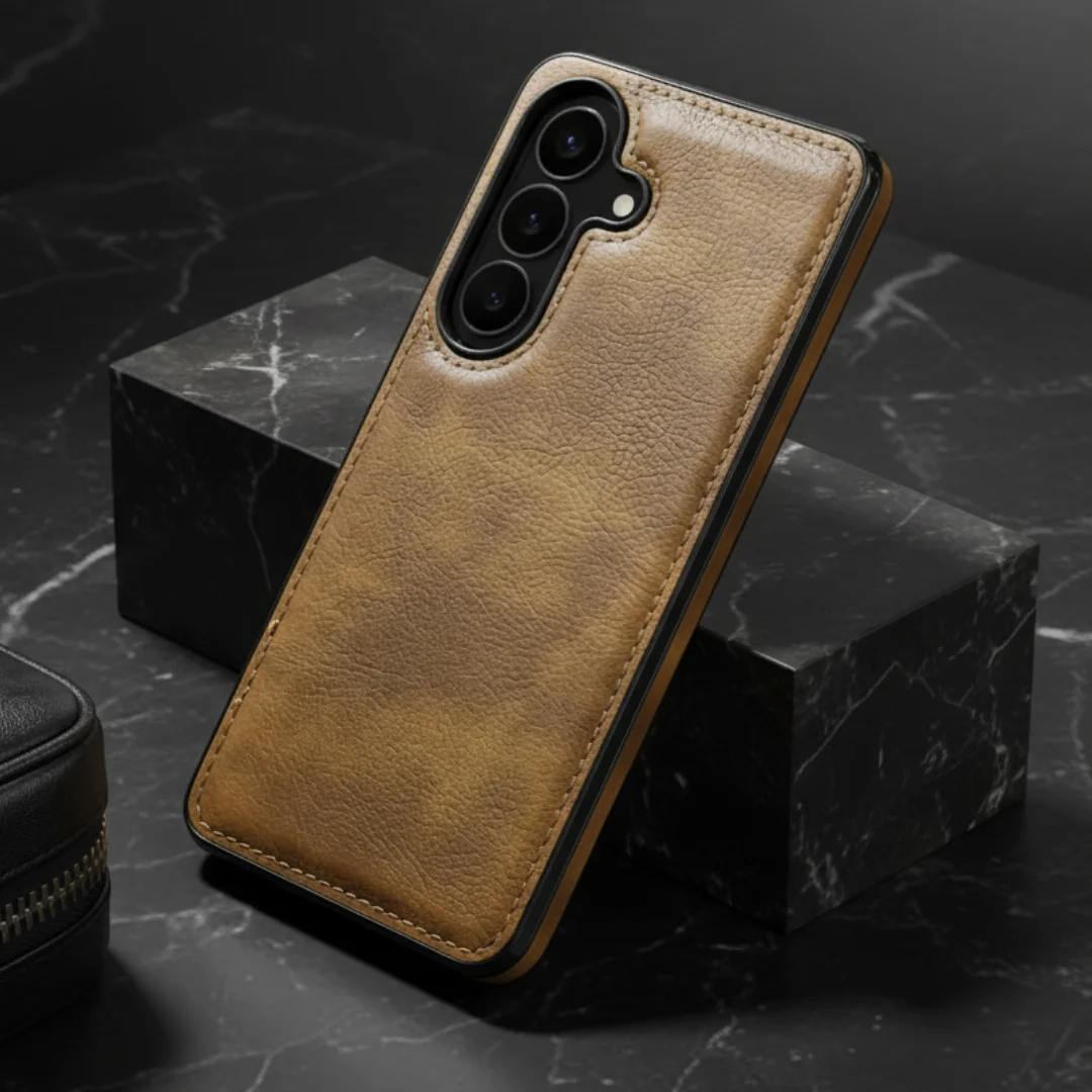 Puloka Brown Leather Case for Samsung S26 — Goodsys