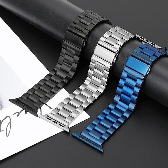Black Light Weight Stainless Steel Chain Strap For Apple Iwatch (42mm/44mm/45mm/49mm)