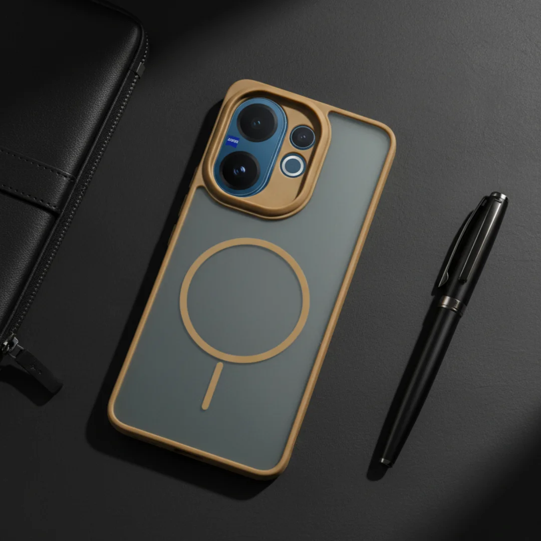 KYRON Brown Camera Protection Matte Case for Vivo V60 — Goodsys