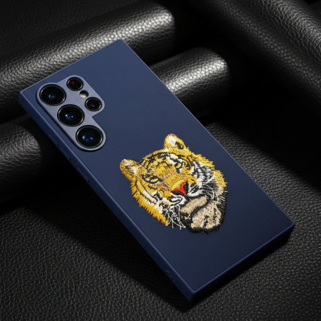Blue Leather CP Yellow Lion Ornamented for Samsung S24 Ultra — Goodsys