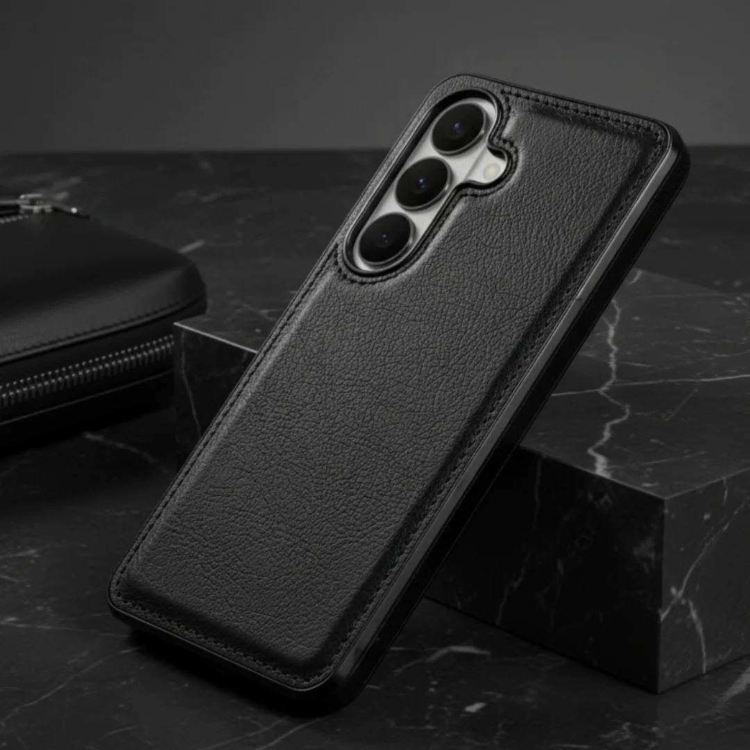 Puloka Black Leather Case for Samsung S26 — Goodsys