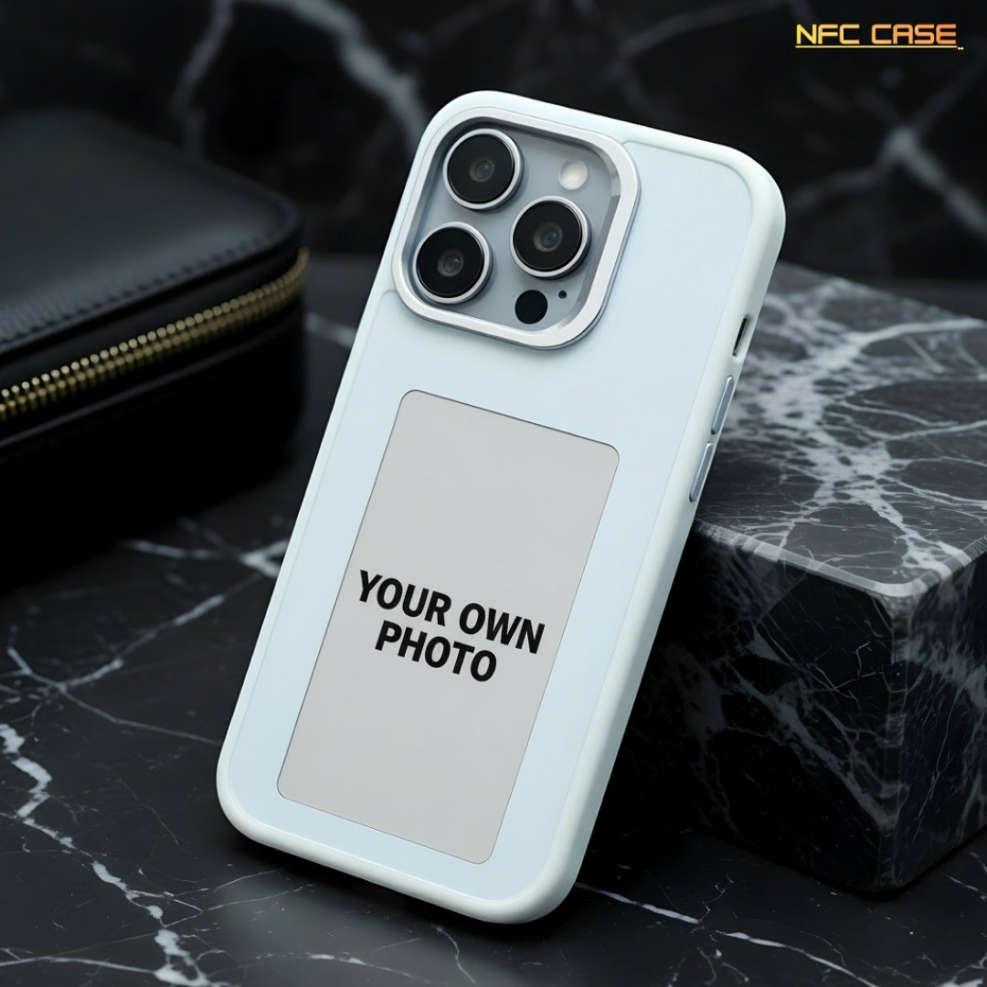 White NFC Integration & E-Ink Technology Case for Apple Iphone 14 Pro