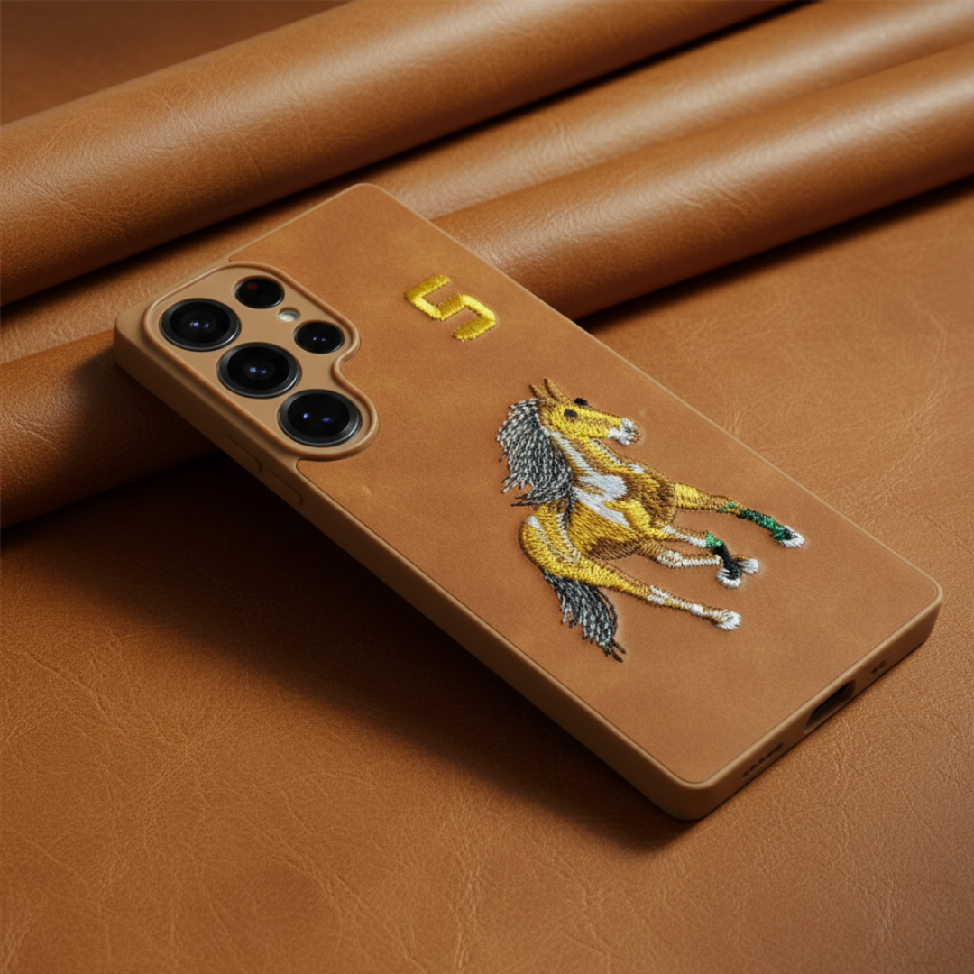 Brown Leather CP Horse No. 5 Ornamented for Samsung S25 Ultra — Goodsys