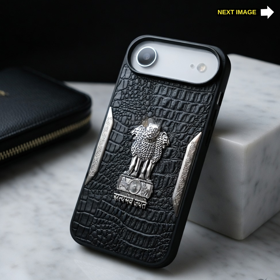 Black Satyameva Jayate embossed Leather Case for Apple iphone Air