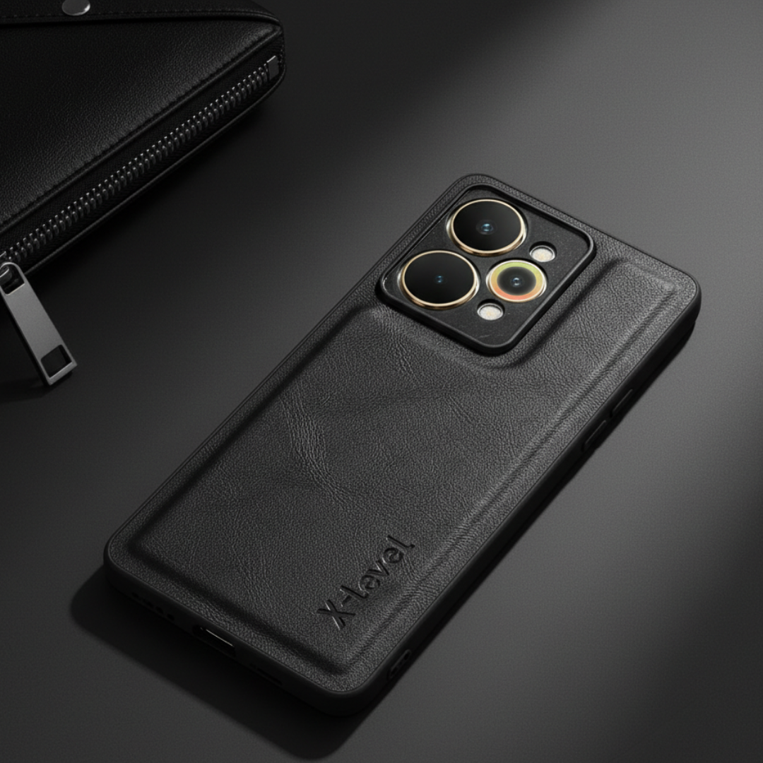 X-LEVEL Black  Leather Case for Realme 15 Pro — TechGuard