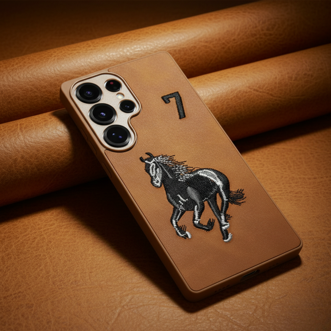 Brown Leather CP Horse No. 7 Ornamented for Samsung S25 Ultra — Goodsys