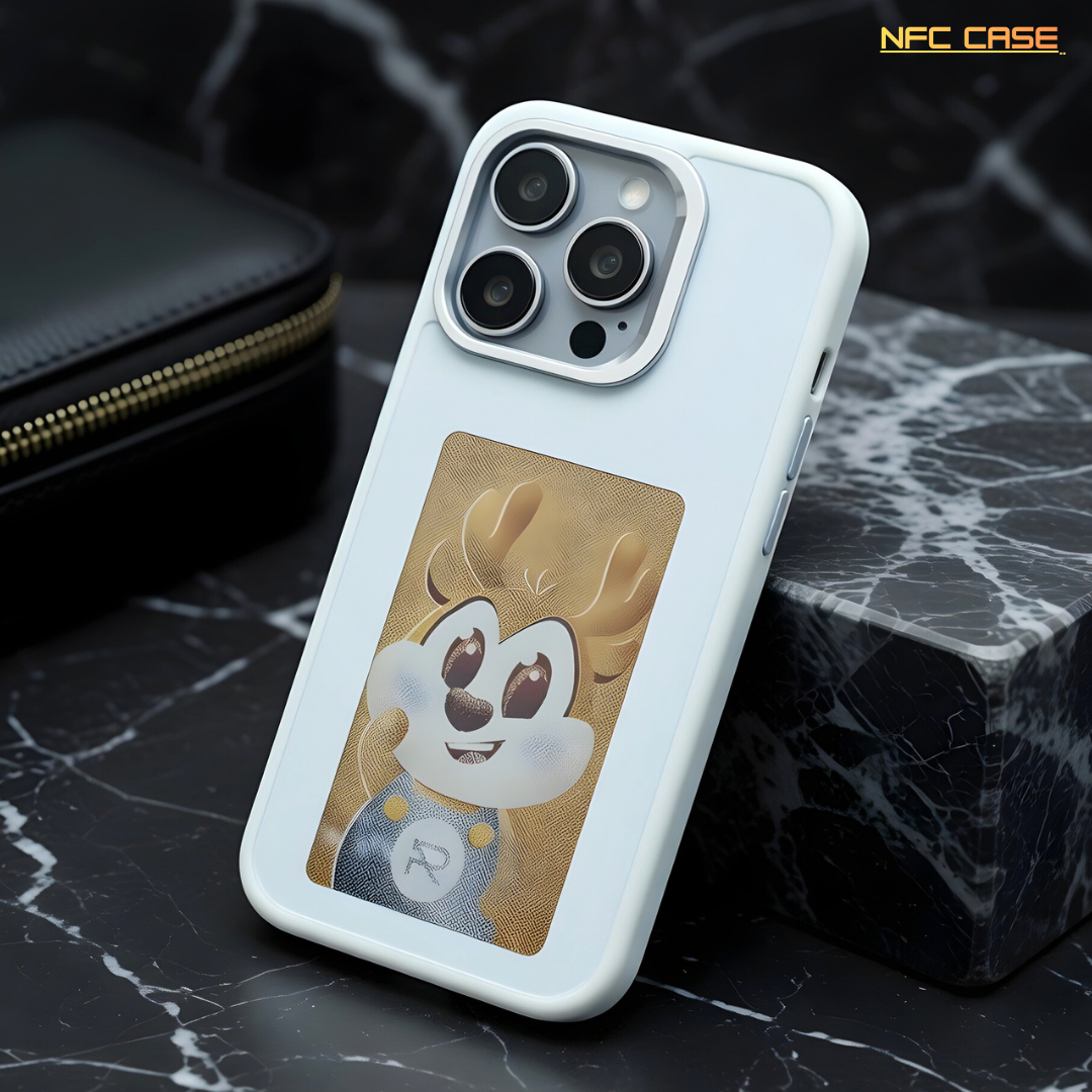 White NFC Integration & E-Ink Technology Case for Apple Iphone 14 Pro