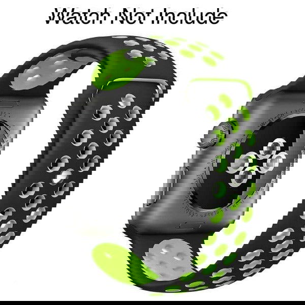 Black Green Dotted Silicone Strap For Apple Watch Series 1  (38mm/40mm/41mm)