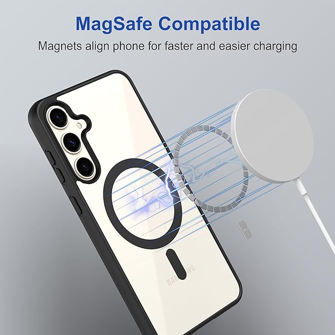 Black MagSafe Clear Transparent Silicone case for Samsung S24 Fe