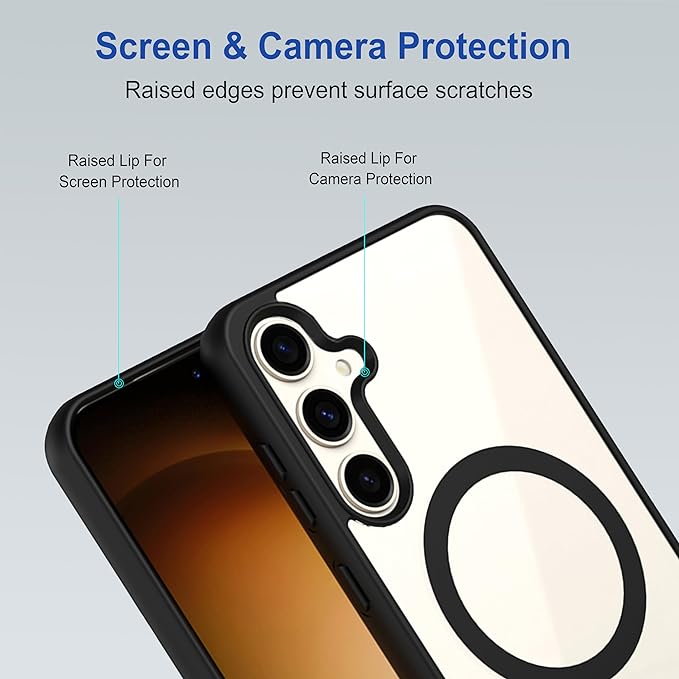 Black MagSafe Clear Transparent Silicone case for Samsung S24 Fe