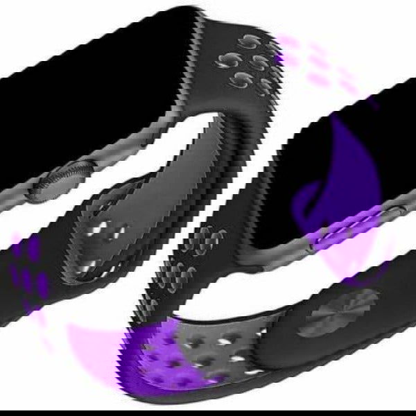 Black Purple Dotted Silicone Strap For Apple Watch Series 1 (42mm/44mm/45mm/46mm/49mm)