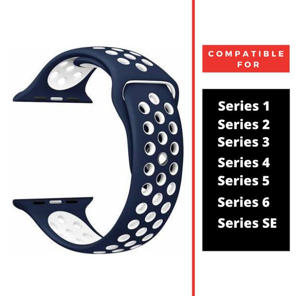 Blue White Dotted Silicone Strap For Apple Watch Series 1  (38mm/40mm/41mm) — Goodsys