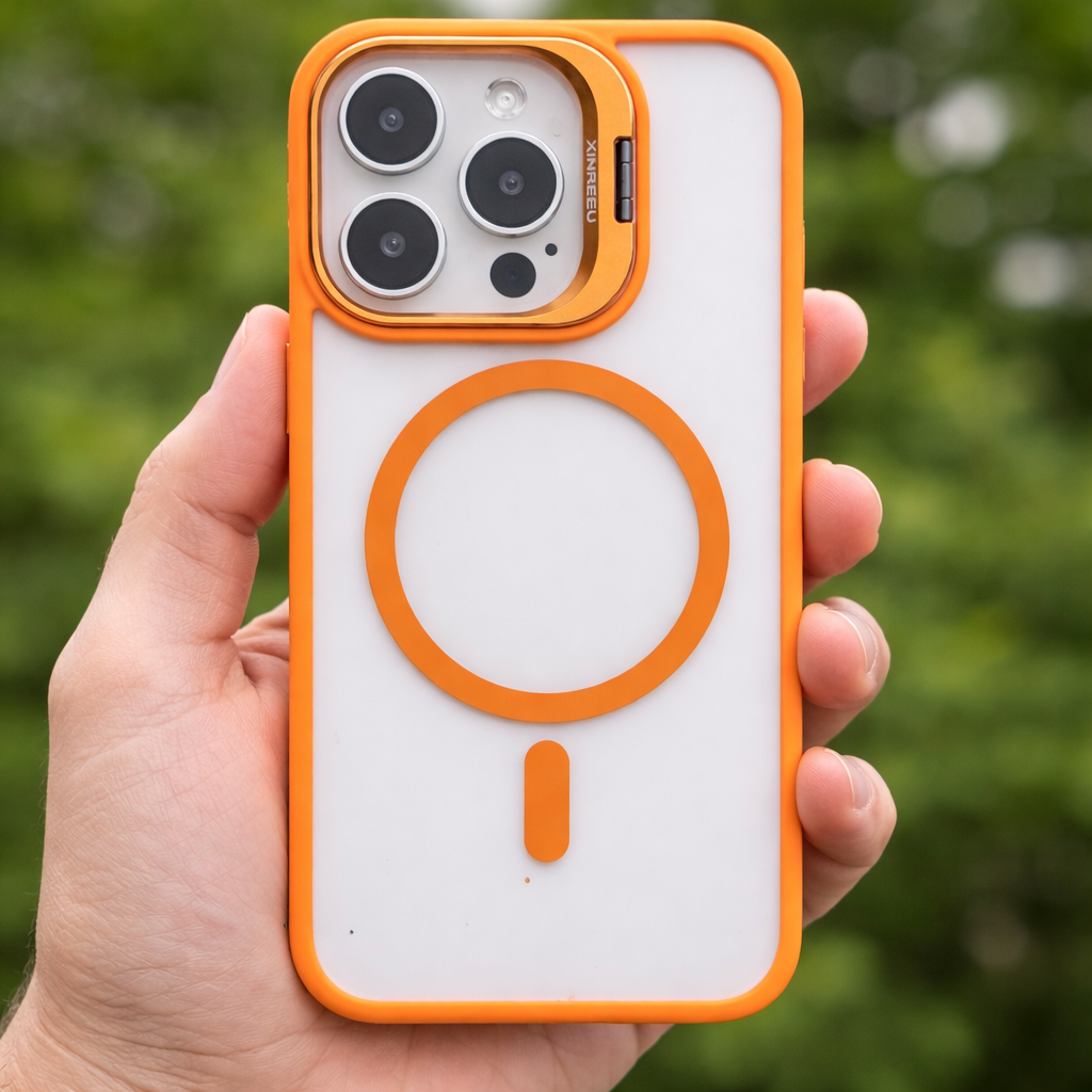 Orange  XINREEU Transparent Case for Apple iphone 15 Pro max