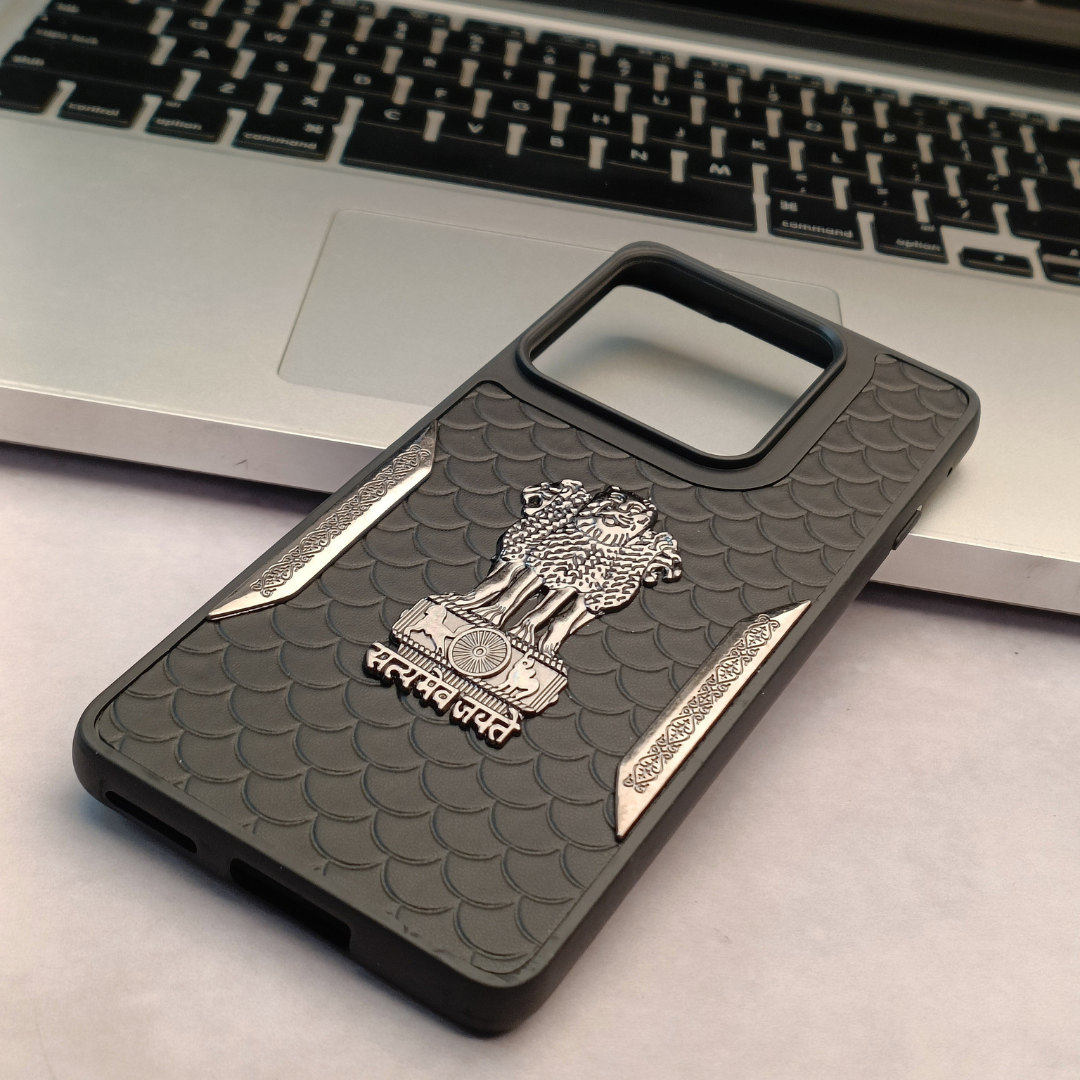 Black Satyameva Jayate embossed Leather Case for Motorola Edge 60 Stylus