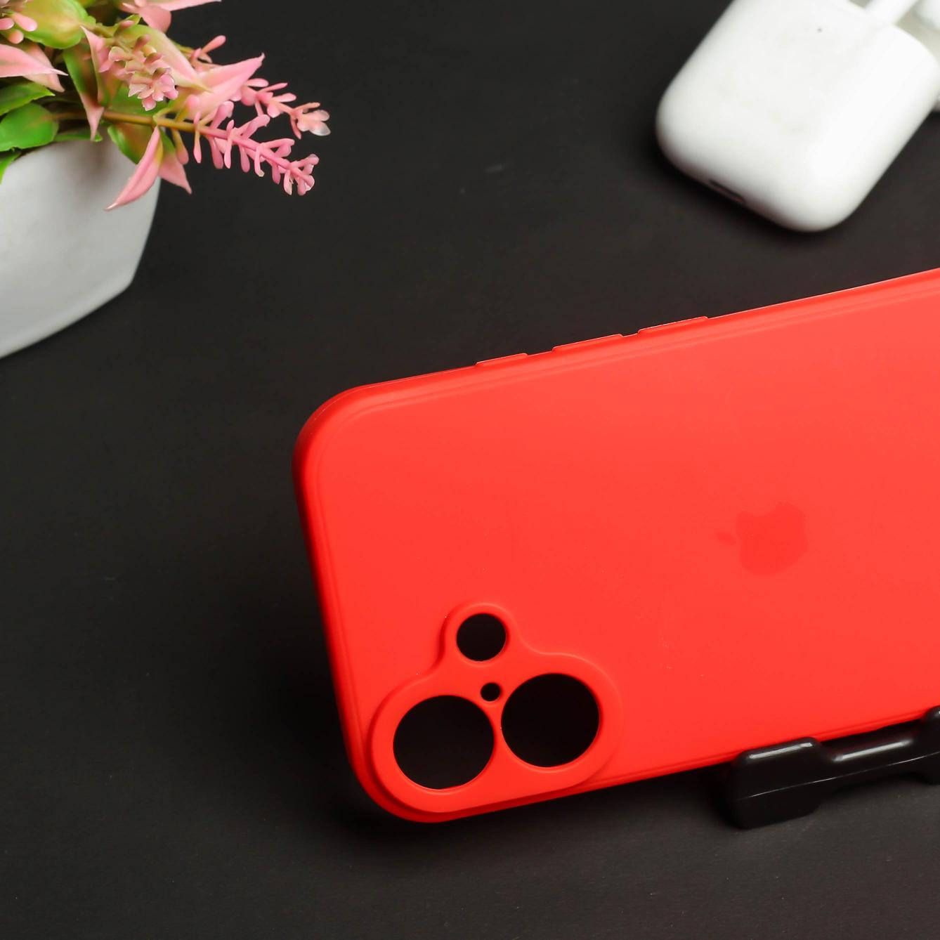 Red Original Camera Silicone Case for Apple Iphone 16