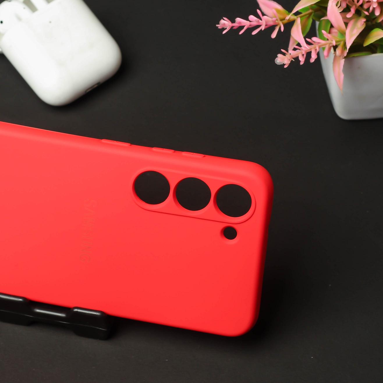 Red Original Camera Safe Silicone case for Samsung S21