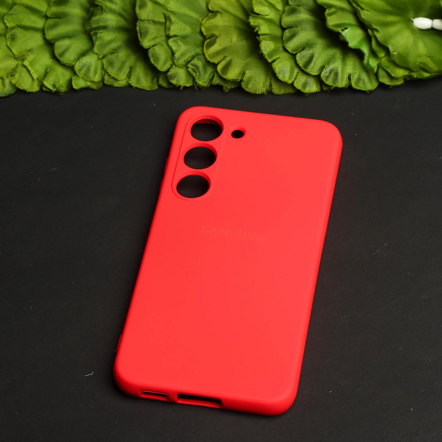 Red Original Camera Safe Silicone case for Samsung S21