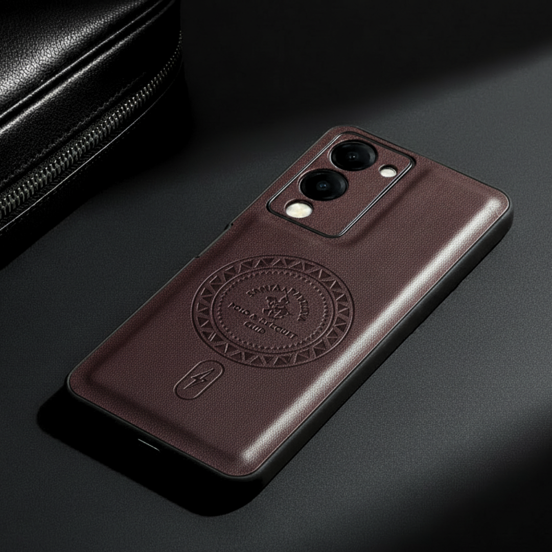Crest Wine Leather Case for Vivo Y19 5g