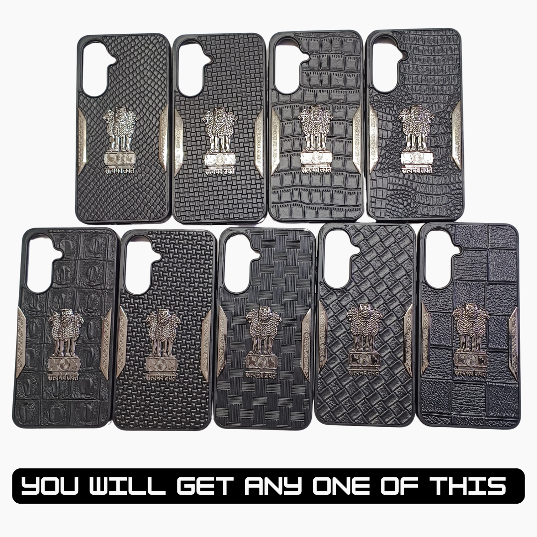 Black Satyameva Jayate embossed Leather Case for Samsung S24 FE