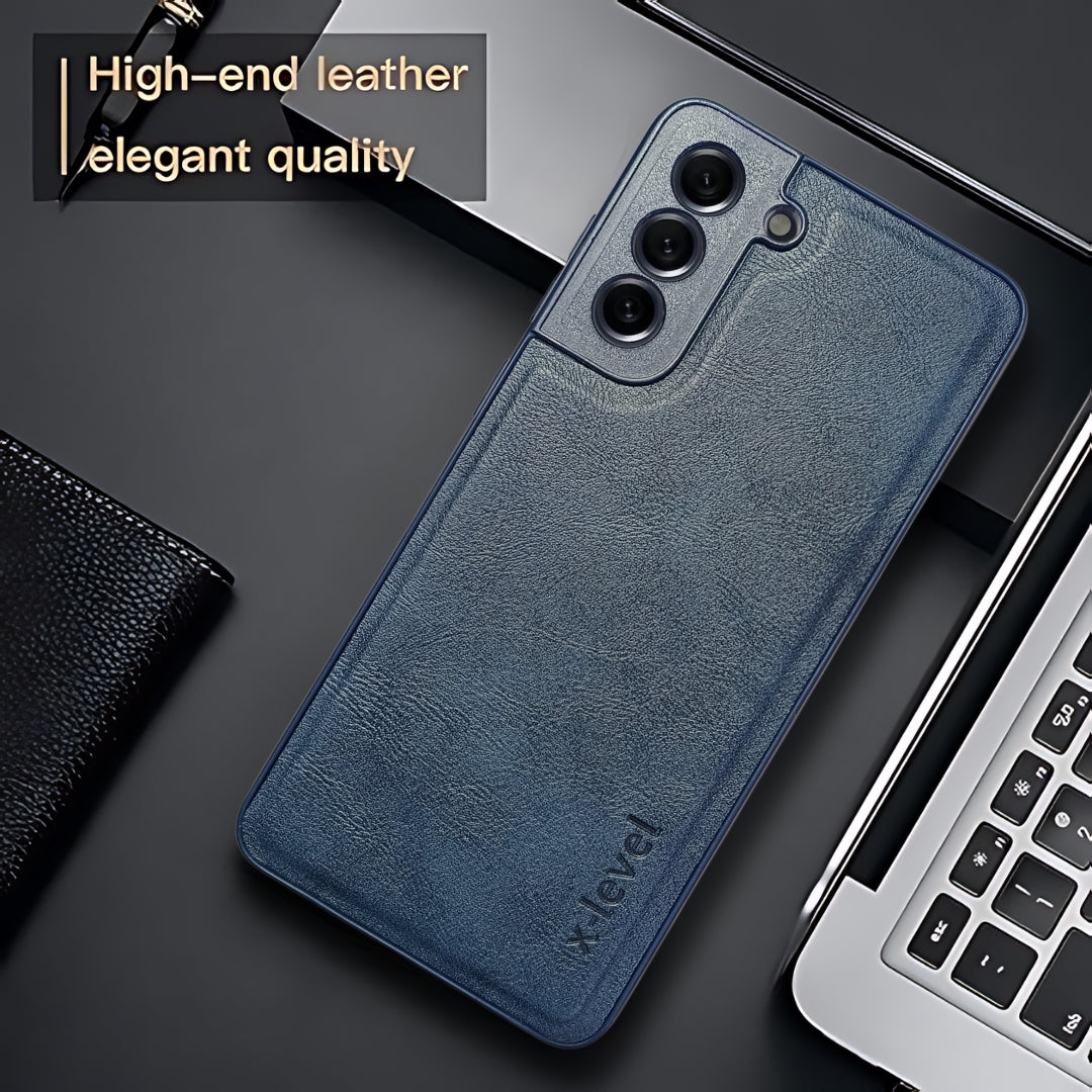 X-LEVEL Blue Leather Case for Samsung S22 — TechGuard