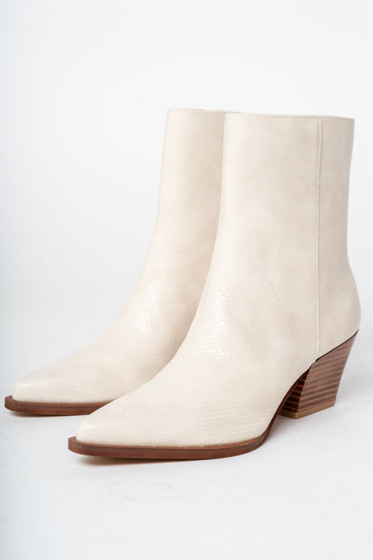 Miley alligator bootie beige