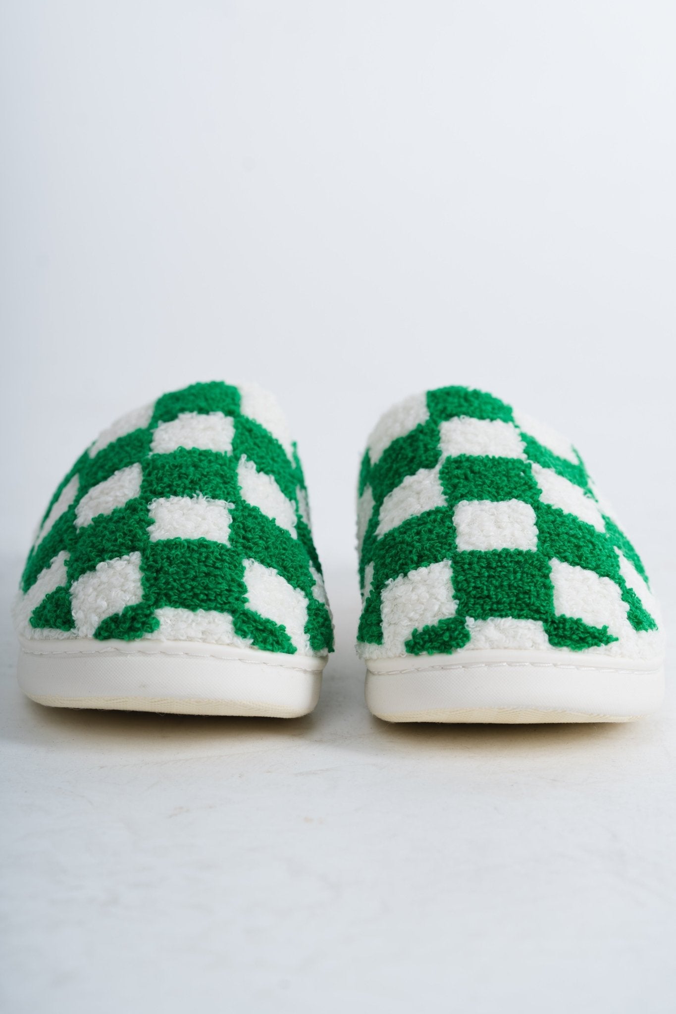Checkered slip on slippers green