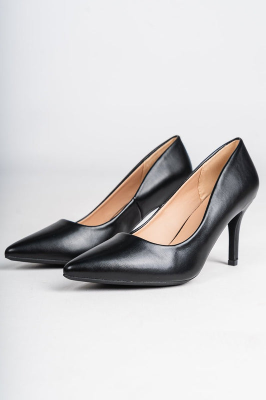 Florian pointed toe kitten heel black