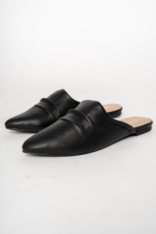 Swirl mule ballerina flat black