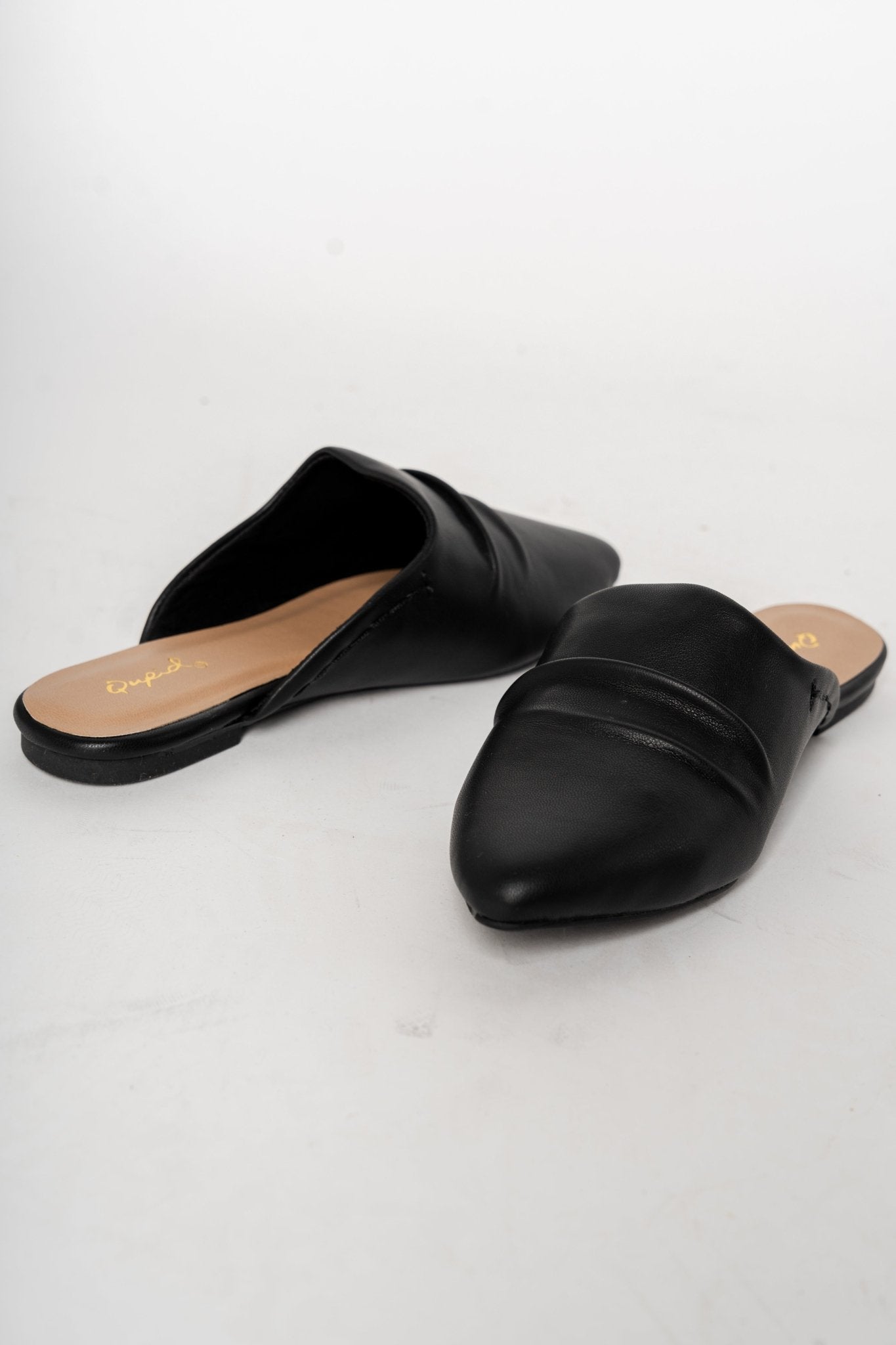 Swirl mule ballerina flat black