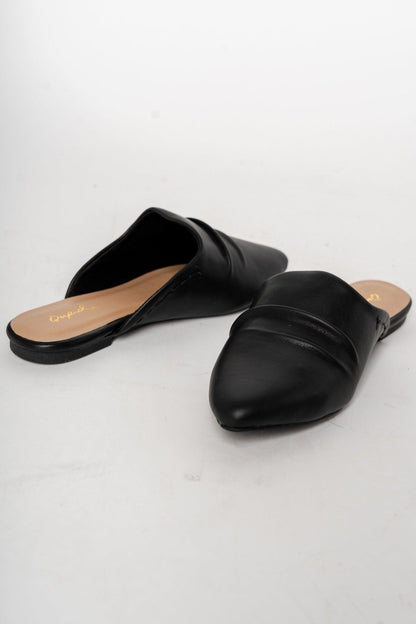 Swirl mule ballerina flat black