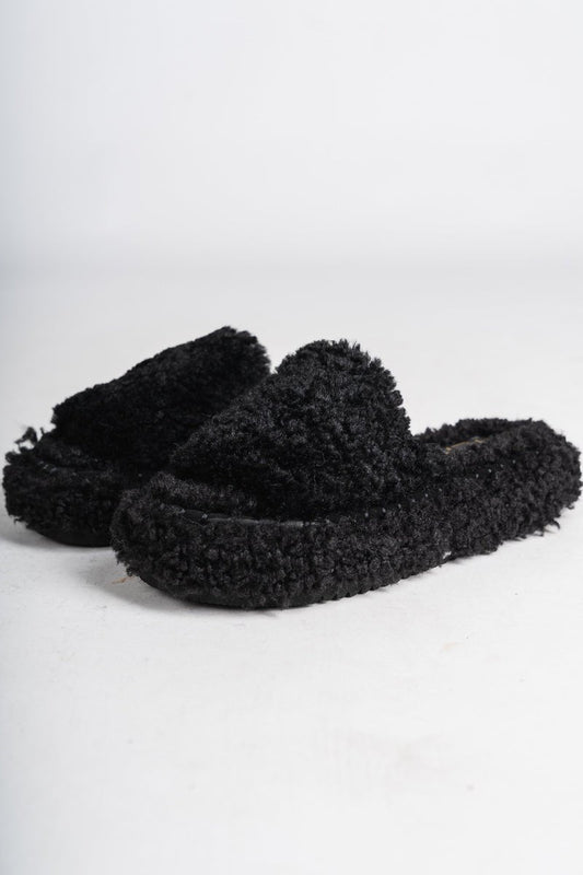 Frost fuzzy sandal black