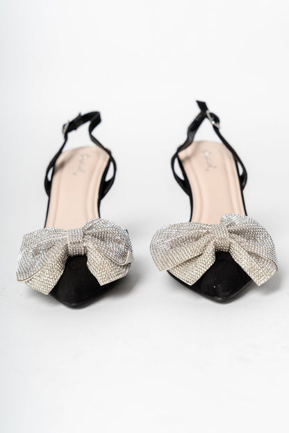 Trinee rhinestone bow heel black