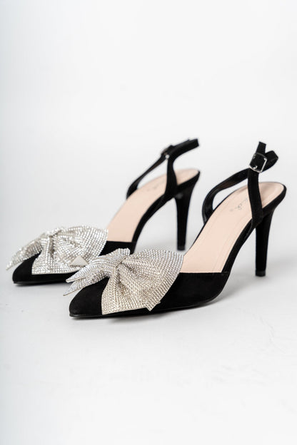 Trinee rhinestone bow heel black