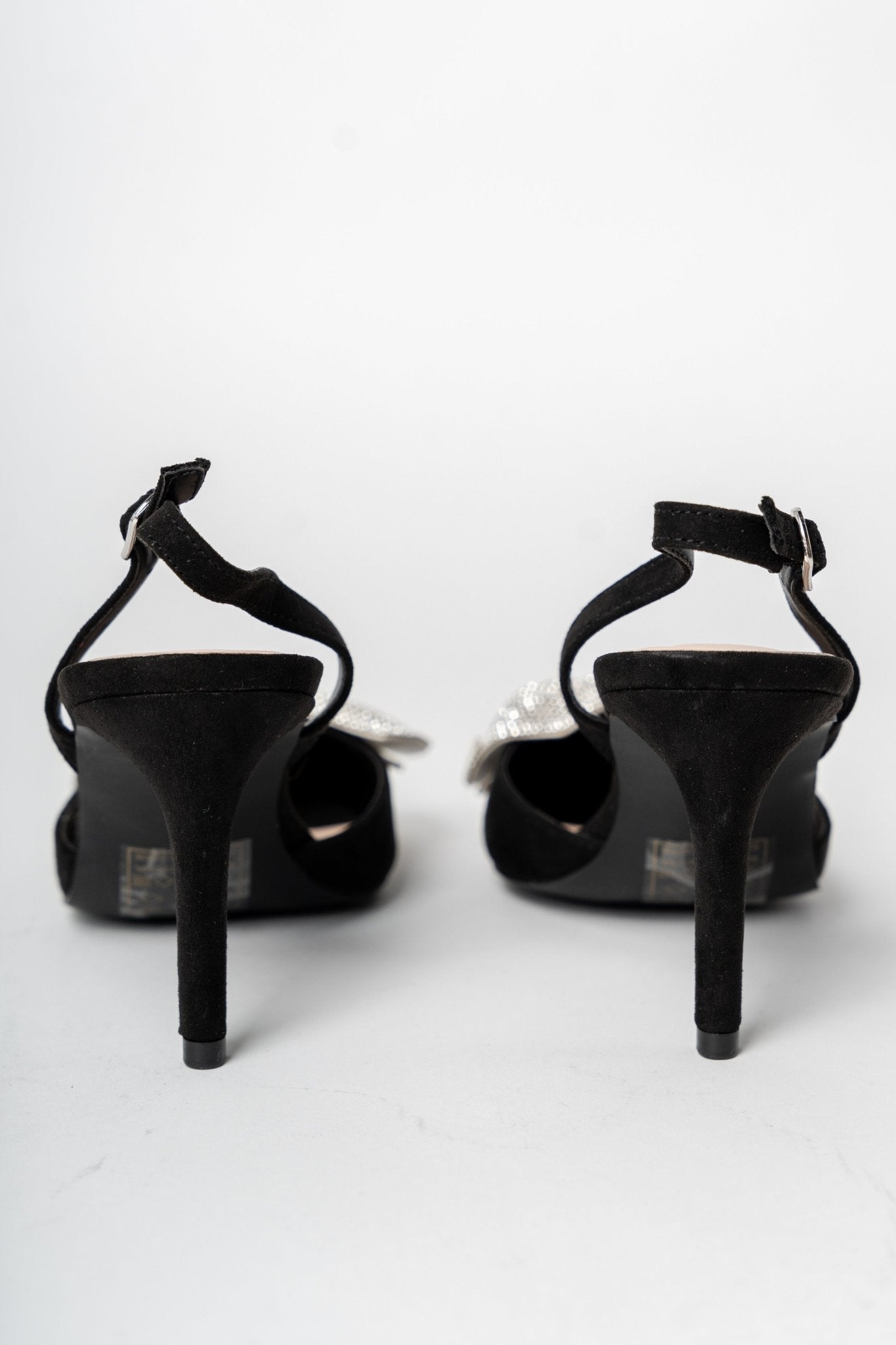 Trinee rhinestone bow heel black