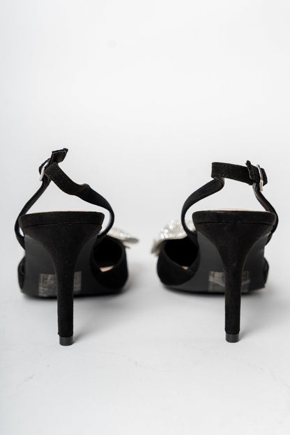 Trinee rhinestone bow heel black