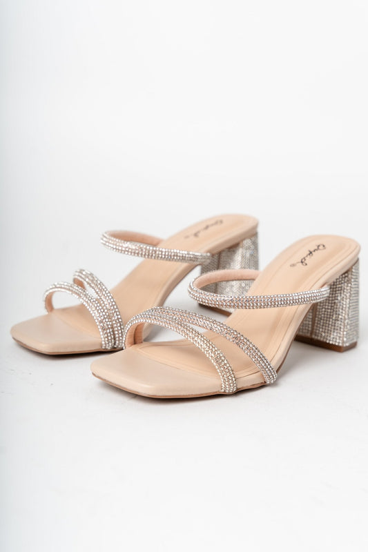 Kerstin rhinestone strappy heel nude