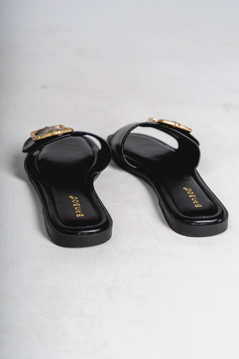 Tip gold buckle sandal black
