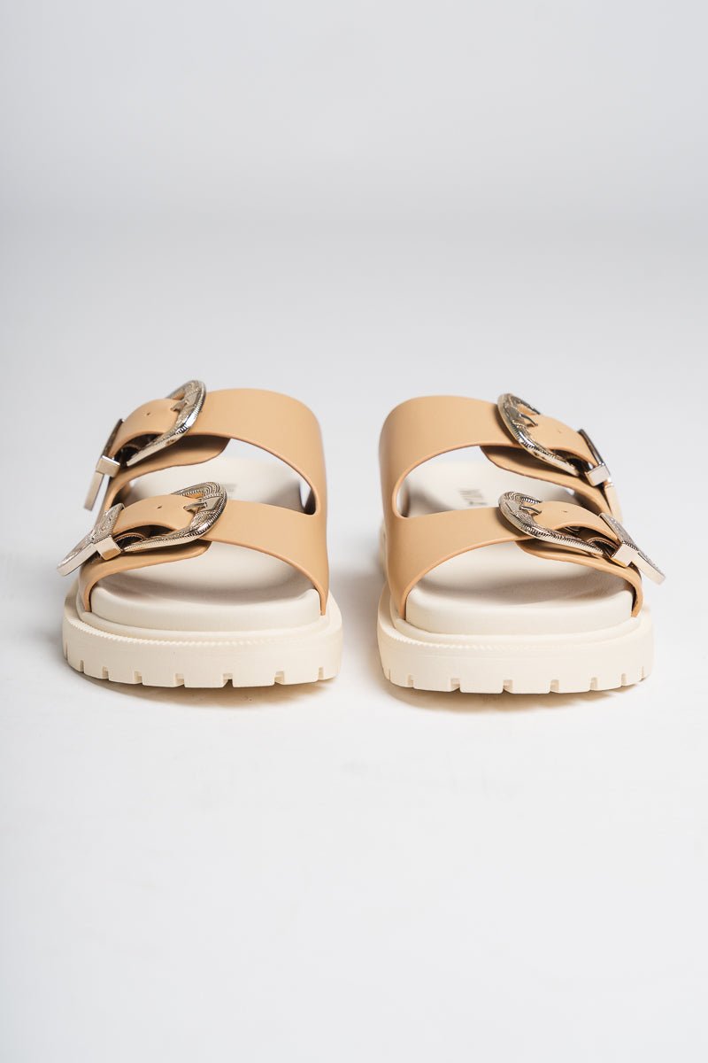 Double buckle sandal natural
