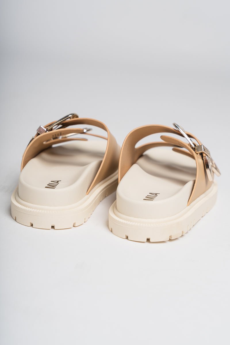 Double buckle sandal natural
