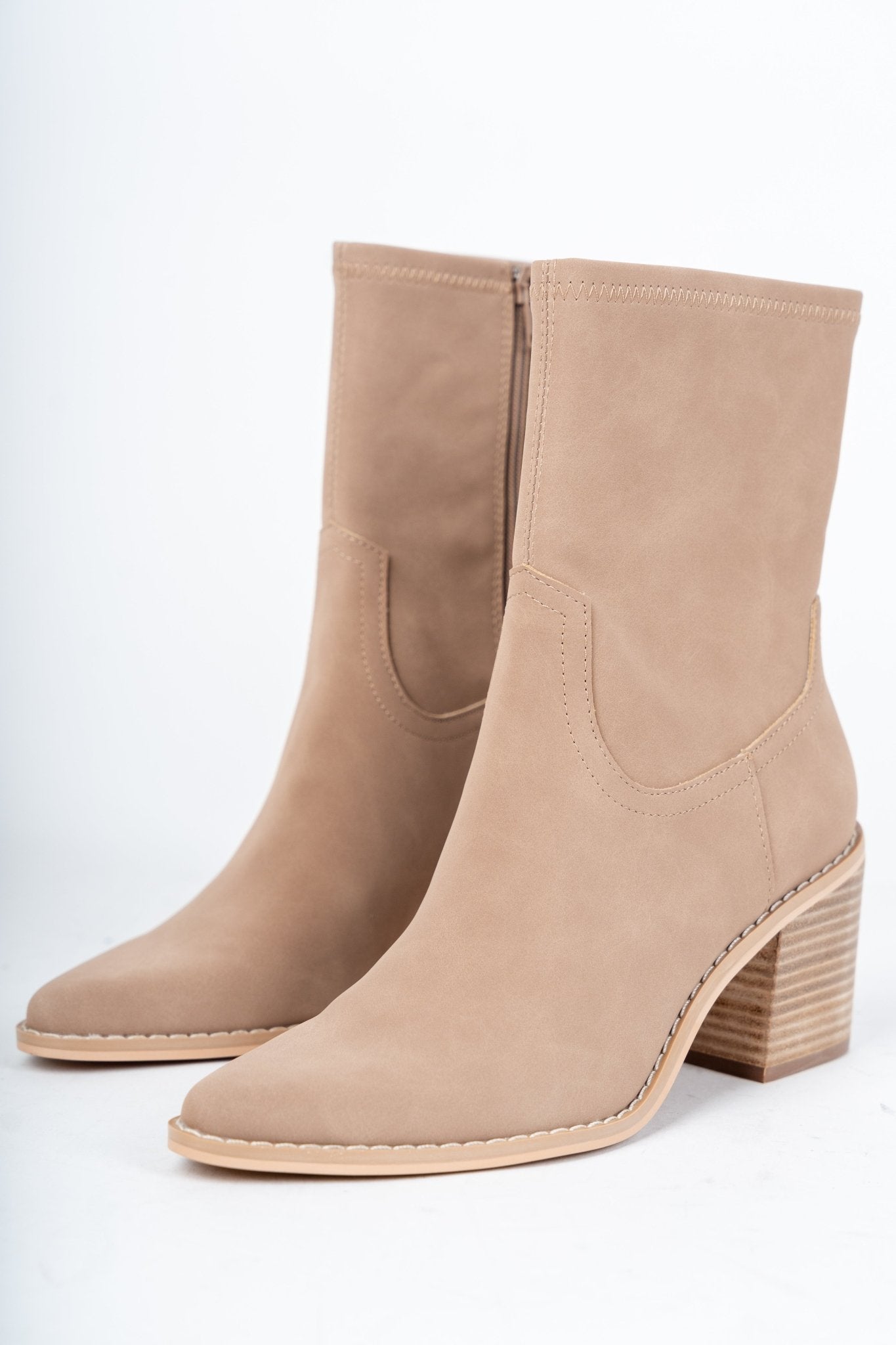 Vienna sleek ankle bootie cedar wood