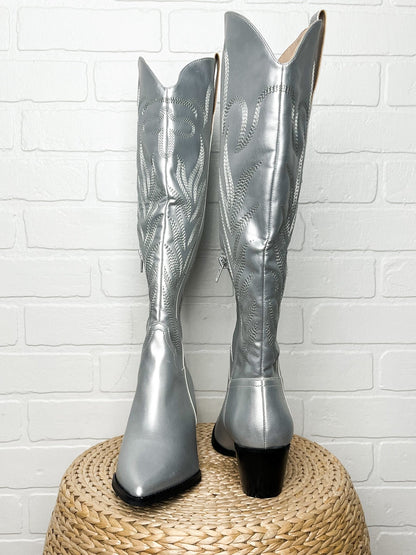 Samara cowboy boots silver