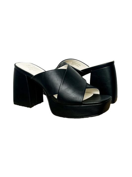 Carmen platform mule heel black