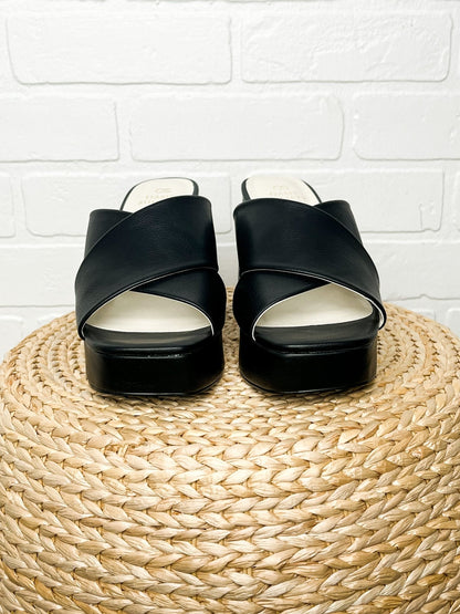 Carmen platform mule heel black