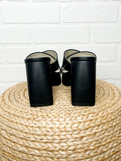 Carmen platform mule heel black